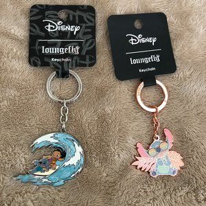 NWT Loungefly Disney Tropical Lilo & Stitch Keychains Set Rainbow Surf Ocean Sea
